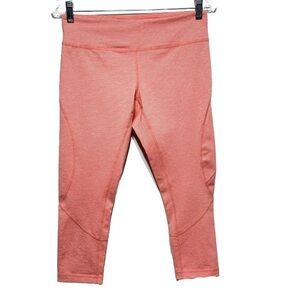 Zella Coral Pink Stripe Crop Leggings Workout Exercise Athletic Pant size Medium